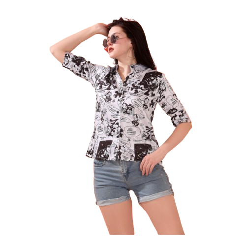 Krazy solid sateen printed shirts for women