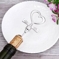 CHERRYBOX On Da House Love Heart Shape  Bottle Stopper, Corkscrew Spiral Drill Opener & Pourer - Silver - 3 in 1 Set | Red Heart Shape Gift Box