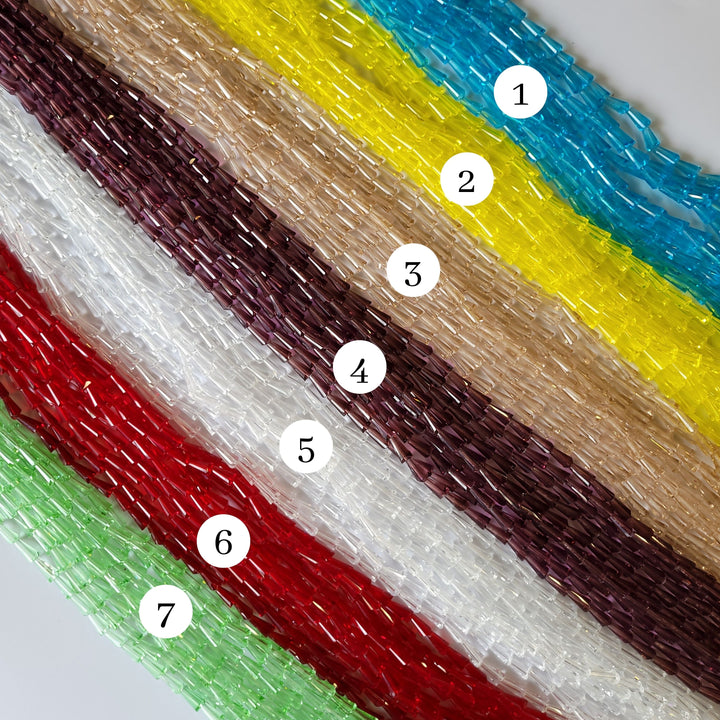 Elegant Glass Beads - 6x12 Pencil Shape, Multicolor Beads , Approx. 47 Beads Per Line