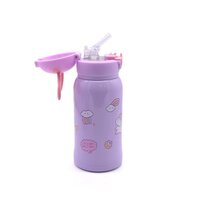 CherryBox Cartoon Printed - Sipper Water Bottle with Straw & Cover for Children - Stainless Steel 500 ML