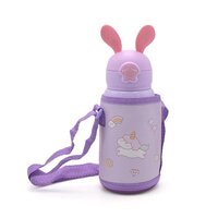 CherryBox Cartoon Printed - Sipper Water Bottle with Straw & Cover for Children - Stainless Steel 500 ML