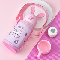 CherryBox Cartoon Printed - Sipper Water Bottle with Straw & Cover for Children - Stainless Steel 500 ML