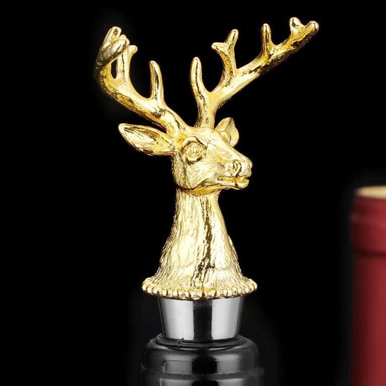CHERRYBOX On Da House Luxury Pack Zinc Alloy Metal Deer Head  Bottle Stoppers/Round Air Tight Seal | Bottle Cap in Gift Box- 1 pc