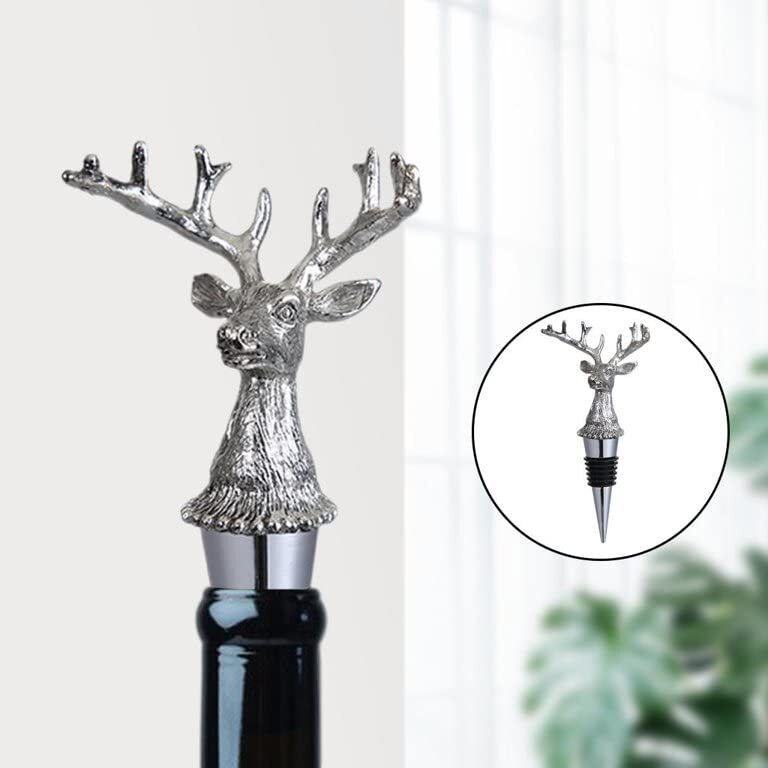CHERRYBOX On Da House Luxury Pack Zinc Alloy Metal Deer Head  Bottle Stoppers/Round Air Tight Seal | Bottle Cap in Gift Box- 1 pc