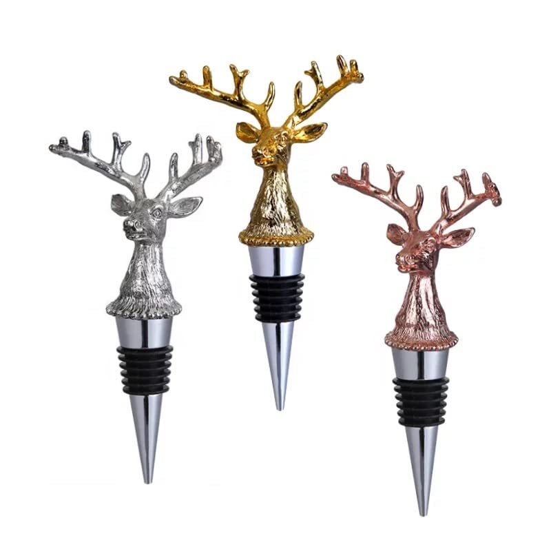CHERRYBOX On Da House Luxury Pack Zinc Alloy Metal Deer Head  Bottle Stoppers/Round Air Tight Seal | Bottle Cap in Gift Box- 1 pc