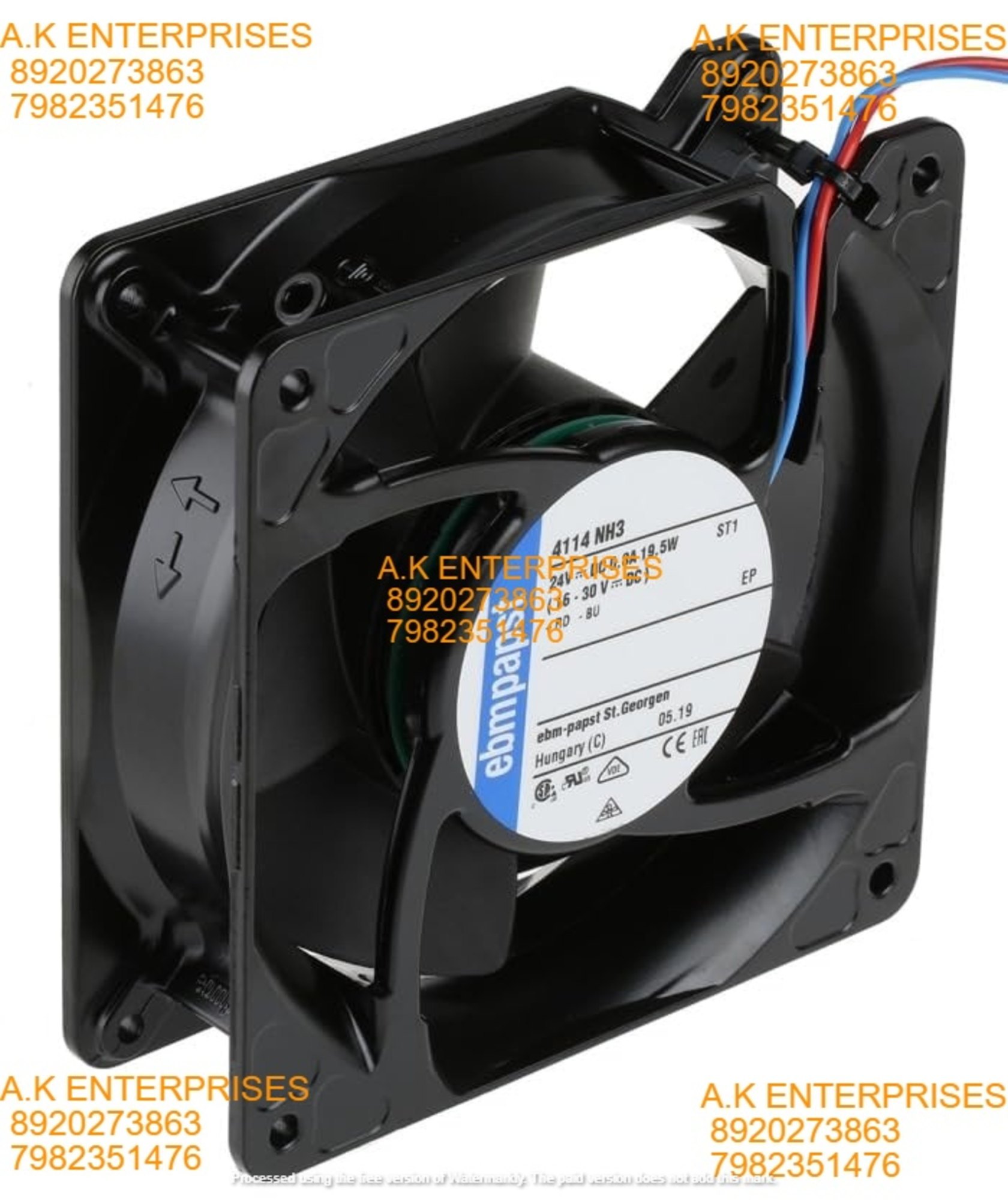 ebmpapst 4114 NH3 Axial Fan 24V-0.8A 19.5W DC Brushless Air Cooling Fan 6000 RPM 120 * 120 * 38mm 2-Wire (Metal)