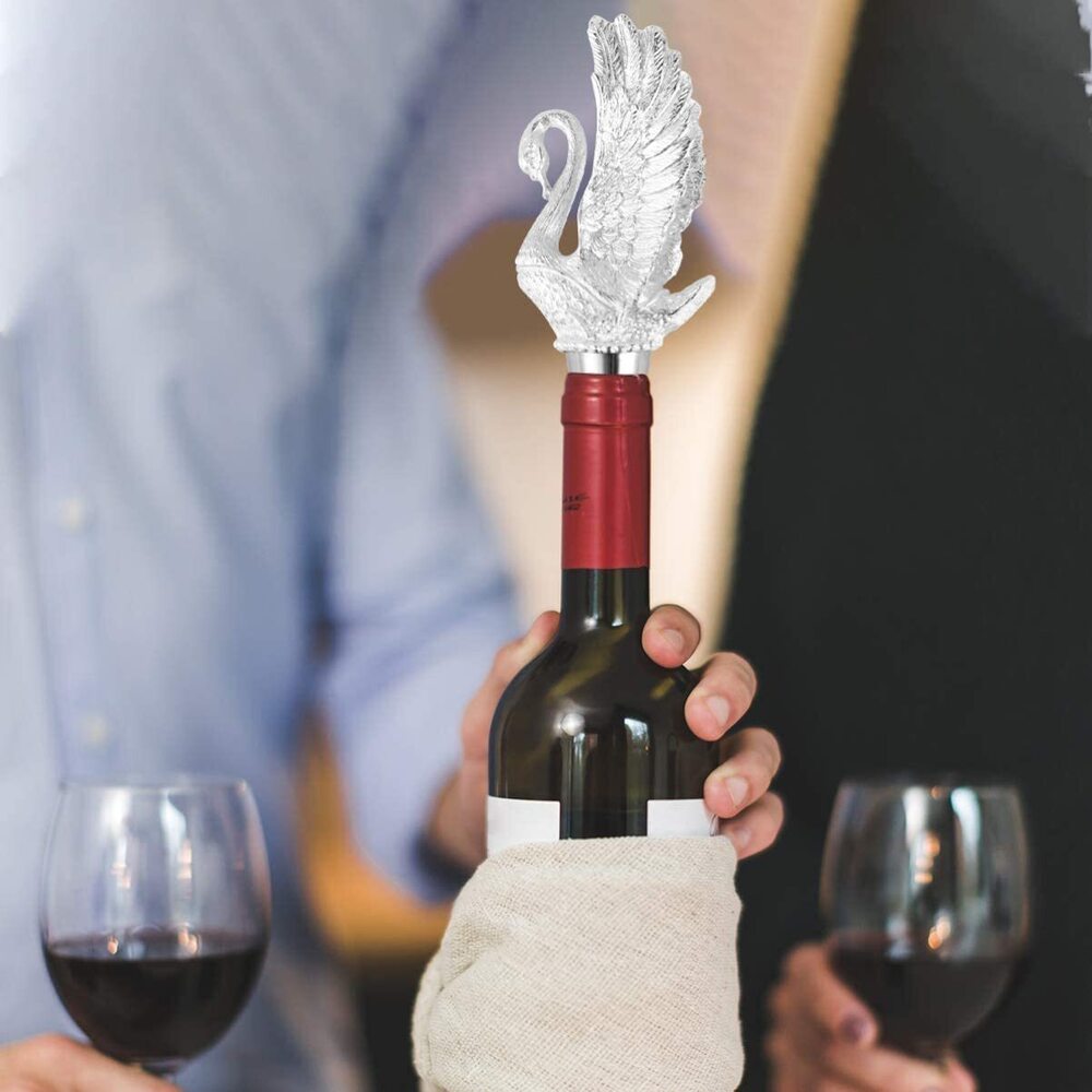 CHERRYBOX On Da House Luxury Pack Zinc Alloy Metal Swan/Goose Shape Bottle Stopper/Round Air Tight Seal | Bottle Cap in Gift Box- 1 pc