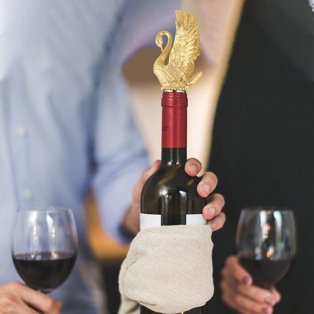 CHERRYBOX On Da House Luxury Pack Zinc Alloy Metal Swan/Goose Shape Bottle Stopper/Round Air Tight Seal | Bottle Cap in Gift Box- 1 pc