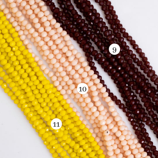 Tire Opaque Elegant Glass Beads - 3mm Size Multicolor Glass Beads For Crafting And Diy Projects | Approx 1100 Beads In 10 Lines