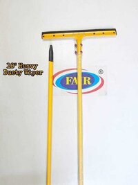 Heavy Duty Floor Wiper - Iron With Yellow Powder Coated, 21 Inch Rubber Blade For Efficient Liquid Removal And Surface Cleaning
