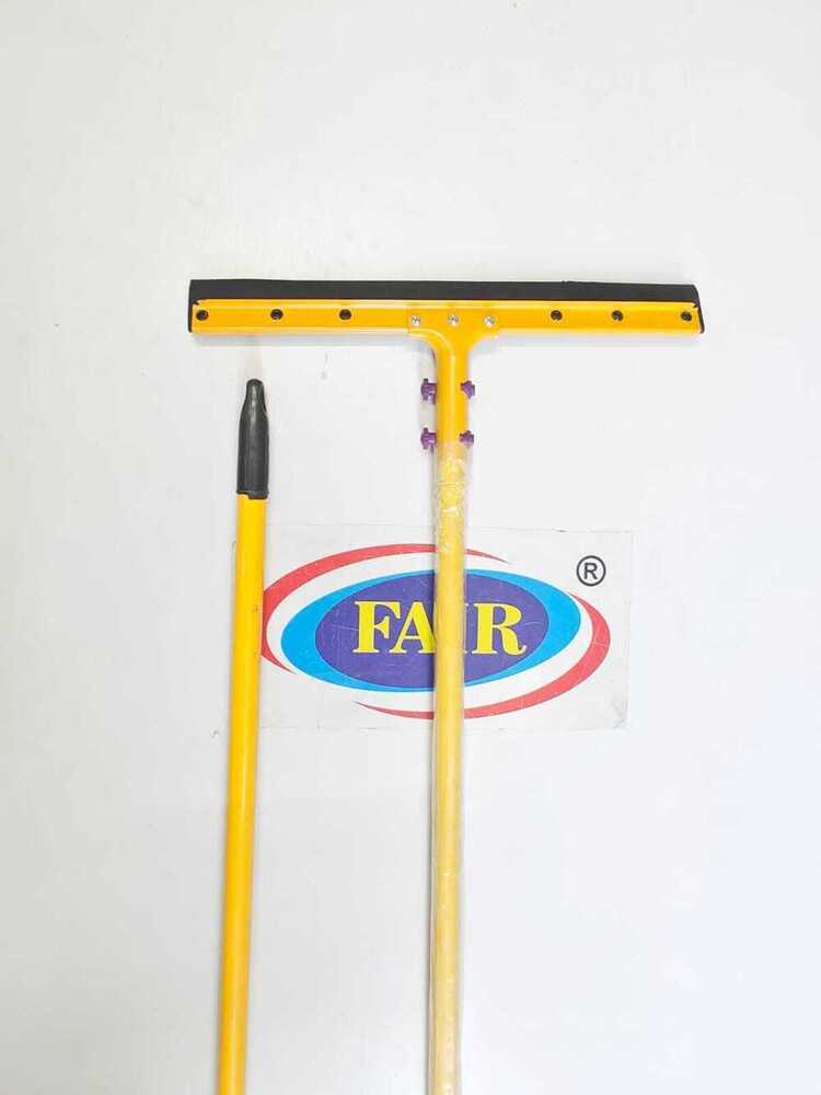 Heavy Duty Floor Wiper - Iron With Yellow Powder Coated 21 Inch Rubber Blade For Efficient Liquid Removal And Surface Cleaning