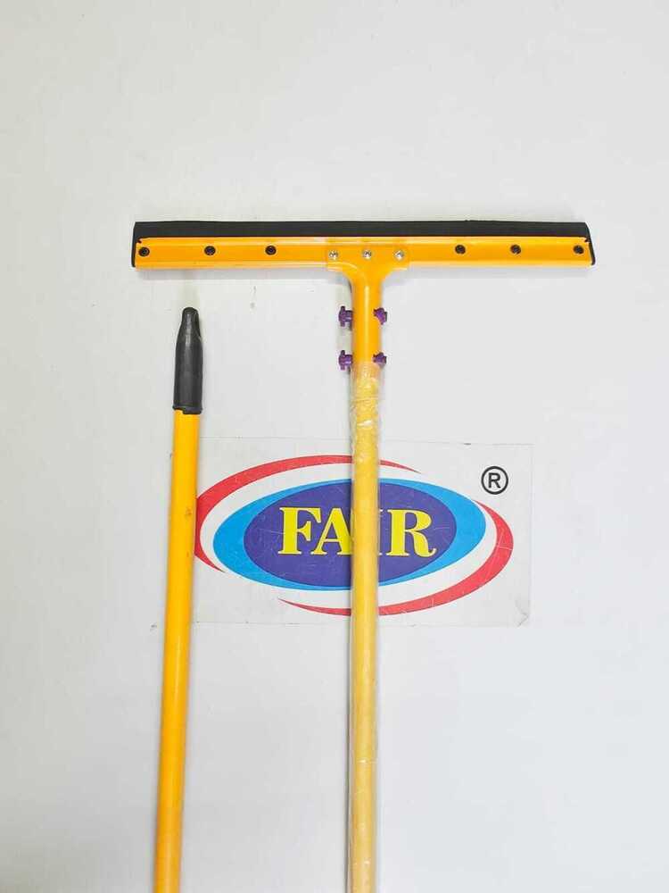 Heavy Duty Floor Wiper - Iron With Yellow Powder Coated 21 Inch Rubber Blade For Efficient Liquid Removal And Surface Cleaning