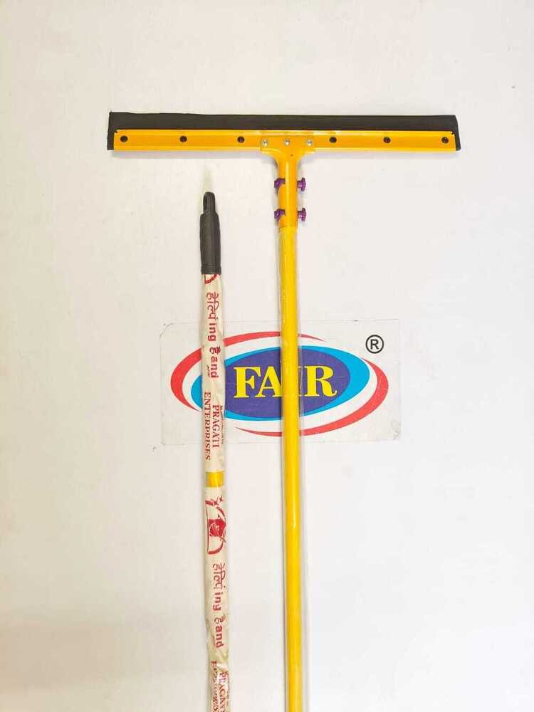 Heavy Duty Floor Wiper - Iron With Yellow Powder Coated 21 Inch Rubber Blade For Efficient Liquid Removal And Surface Cleaning