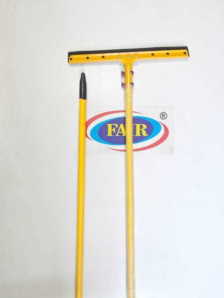 Heavy Duty Floor Wiper - Iron With Yellow Powder Coated 21 Inch Rubber Blade For Efficient Liquid Removal And Surface Cleaning