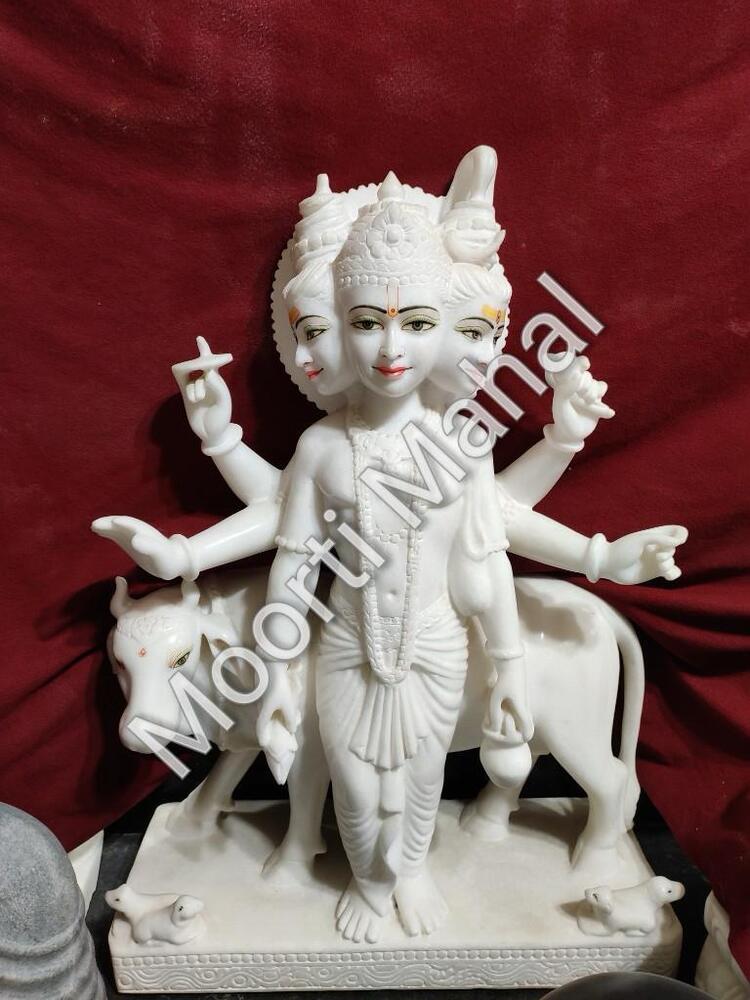 Marble White Dattatreya Statue