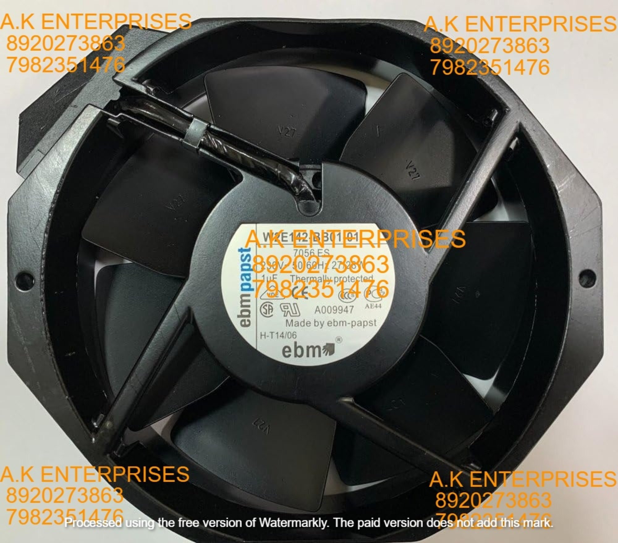 EBMPAPST W2E142-BB01-01 Axial Fan 230V~50/60Hz 27/28W DC Brushless Air Cooling Fan 3300 RPM 172 * 150 * 38mm 2-Wire (Metal)