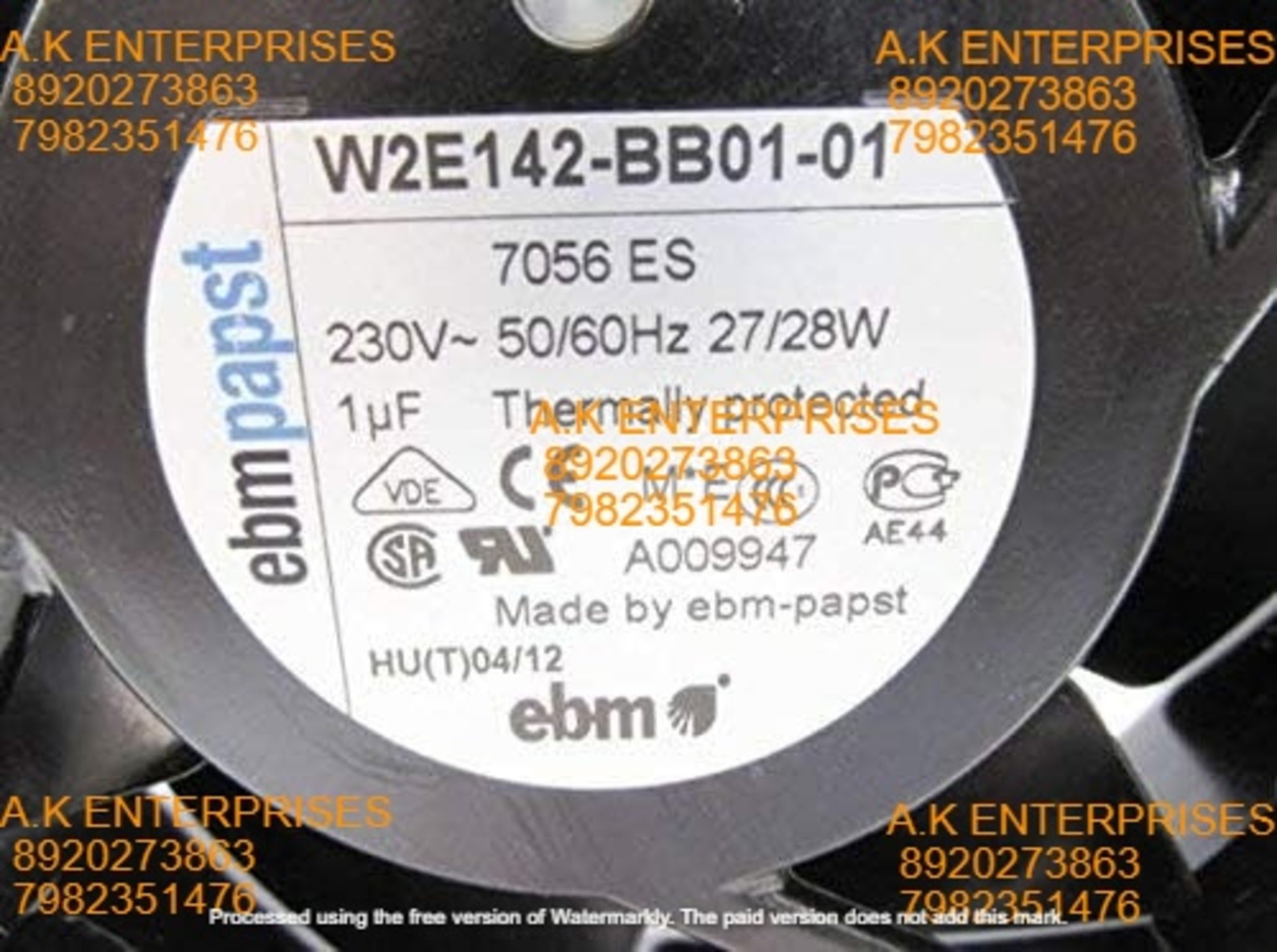 EBMPAPST W2E142-BB01-01 Axial Fan 230V~50/60Hz 27/28W DC Brushless Air Cooling Fan 3300 RPM 172 * 150 * 38mm 2-Wire (Metal)