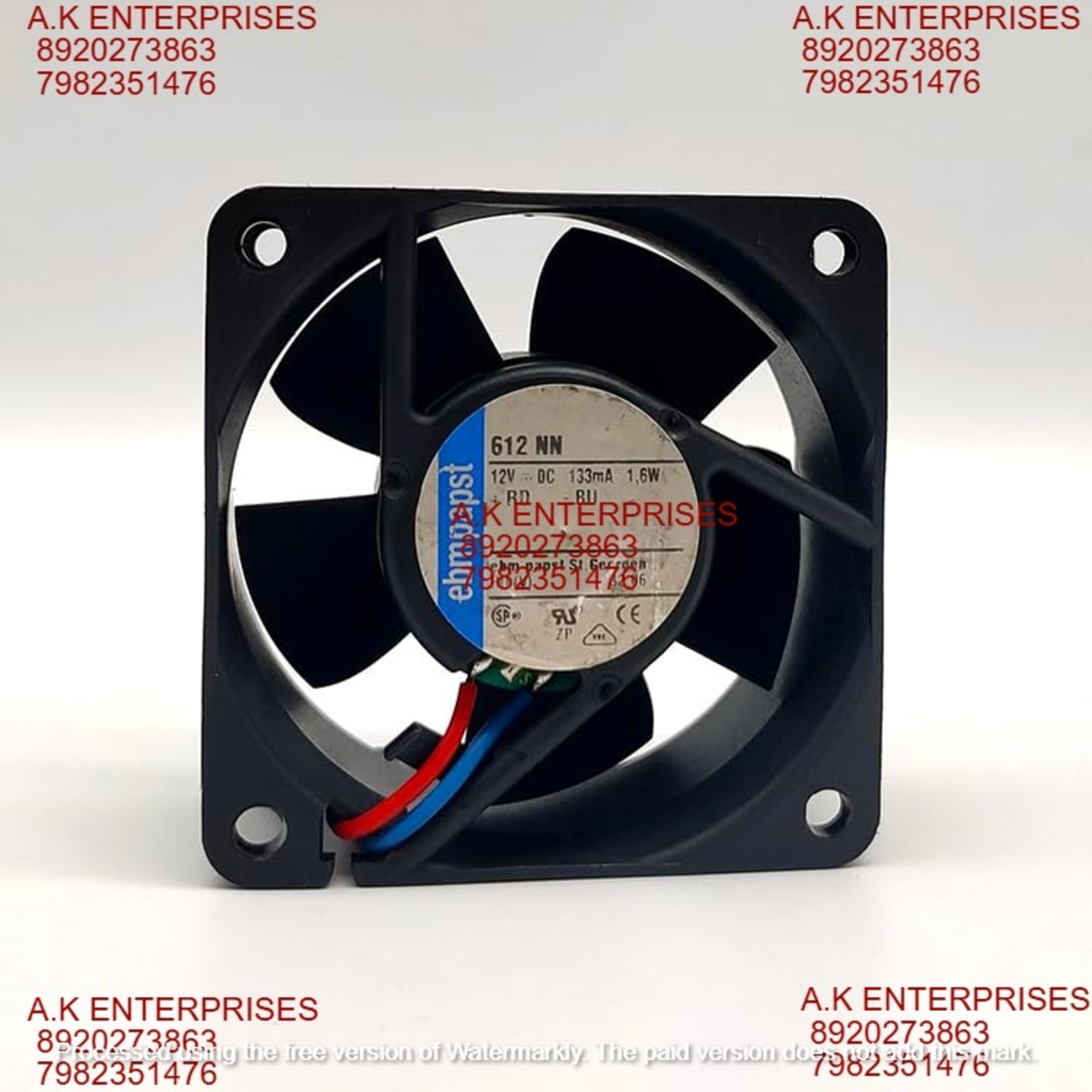 EBMPAPST 612NN Axial Fan 12V-133mA 1.6W DC Brushless Air Cooling Fan 5100 RPM 60 * 60 * 25mm 2Wire