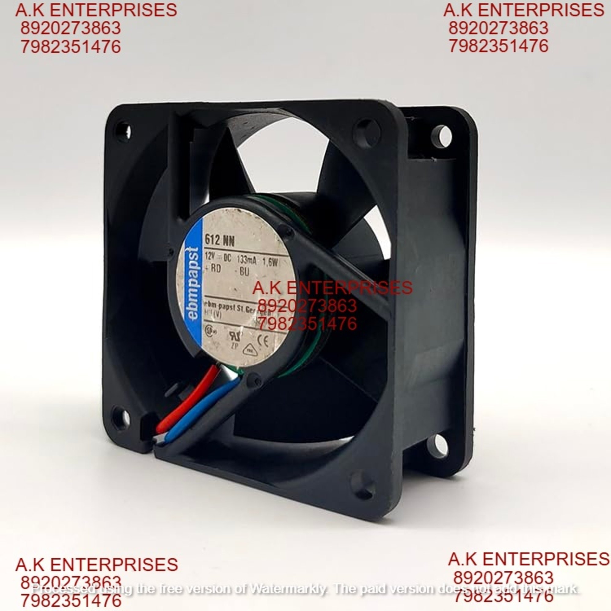 EBMPAPST 612NN Axial Fan 12V-133mA 1.6W DC Brushless Air Cooling Fan 5100 RPM 60 * 60 * 25mm 2Wire