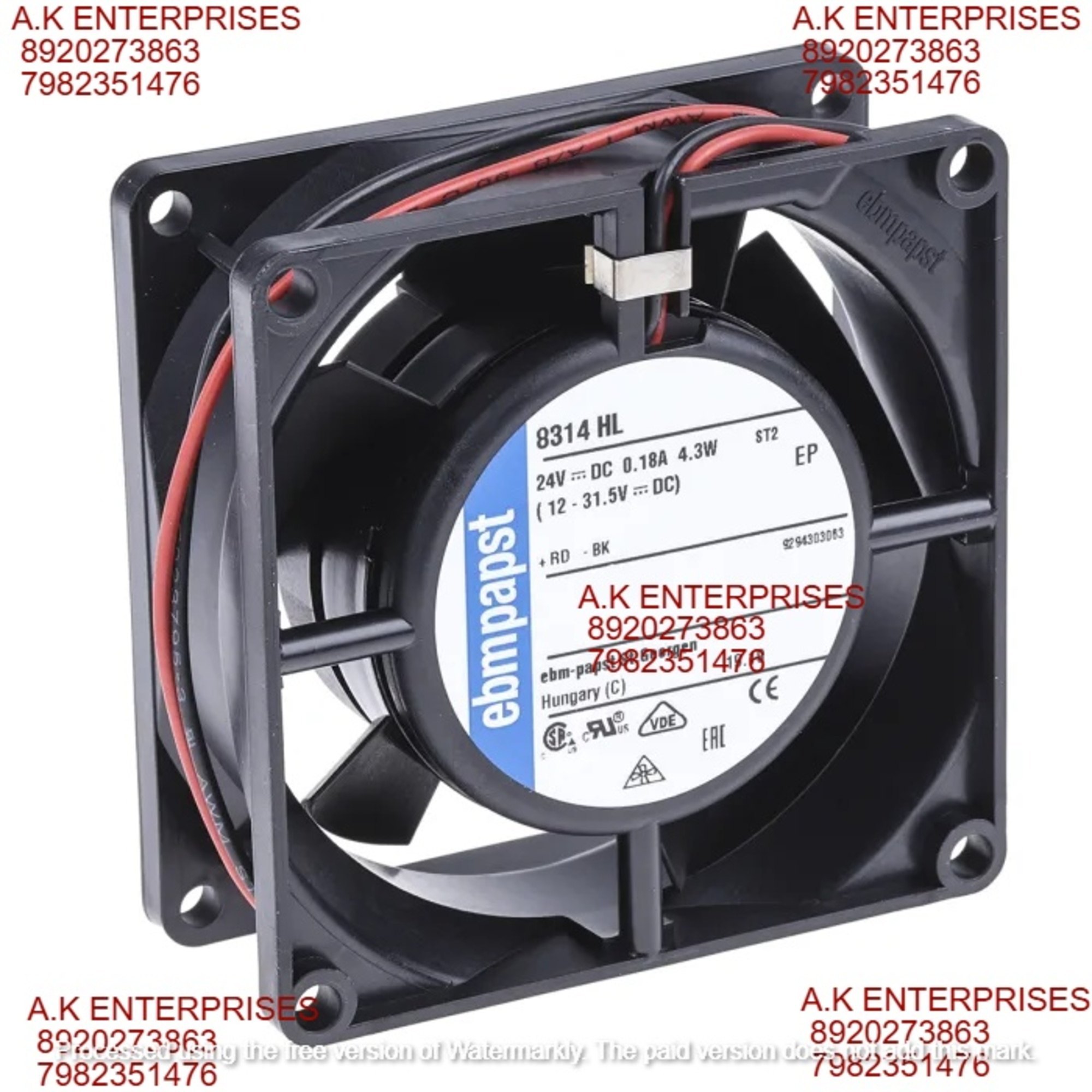 EBMPAPST 8314HL Axial Fan 24V~180mA-4.3W DC Brushless Air Cooling Fan 4200 RPM 80 * 80 * 25mm 2Wire