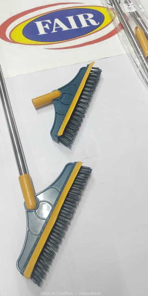 2in1 Wiper With Brush - Plastic, Compact Size, Yellow And Green | Efficient Cleaning For Floors, Windows, Tiles, Marbles, And Mirrors