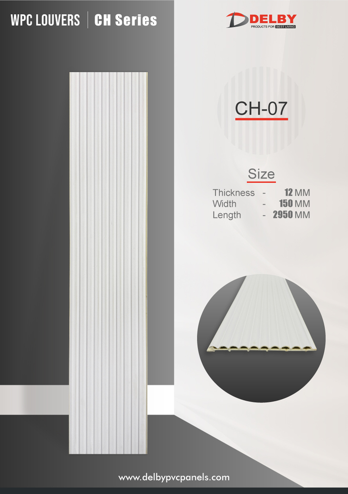 Ch Series Wpc Louvers - Pvc & Vinyl Cladding | Curved, Grooved, Smooth Finish With Perfect Color Options For Stylish Walls