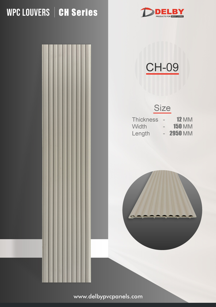 Ch Series Wpc Louvers - Pvc & Vinyl Cladding | Curved, Grooved, Smooth Finish With Perfect Color Options For Stylish Walls