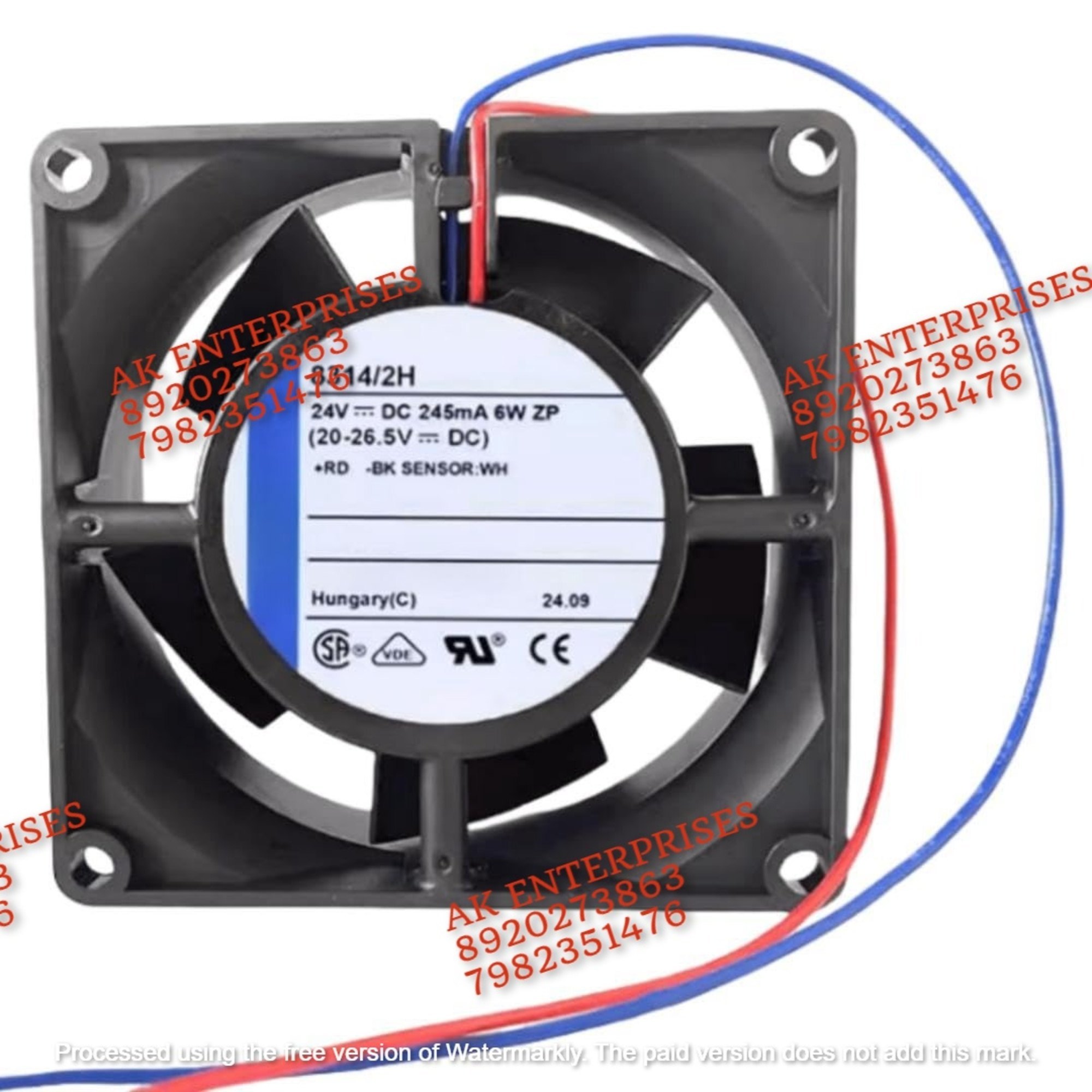 ebmpapst 8314/2H Axial Fan 24V-0.25mA 6W DC Brushless Air Cooling Fan 5000 RPM 80 * 80 * 32mm 3-Wire