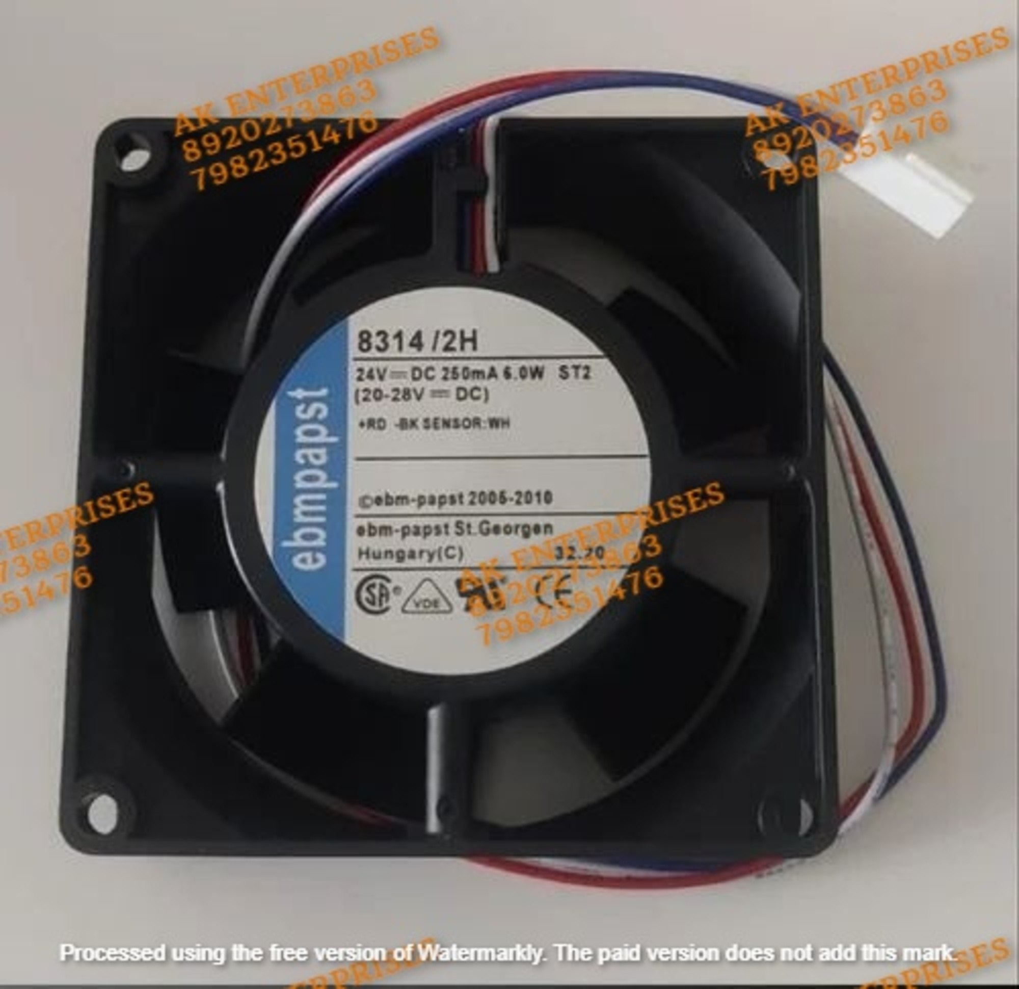 ebmpapst 8314/2H Axial Fan 24V-0.25mA 6W DC Brushless Air Cooling Fan 5000 RPM 80 * 80 * 32mm 3-Wire