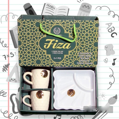 2 In 1 Tea Cup Set - Color: White