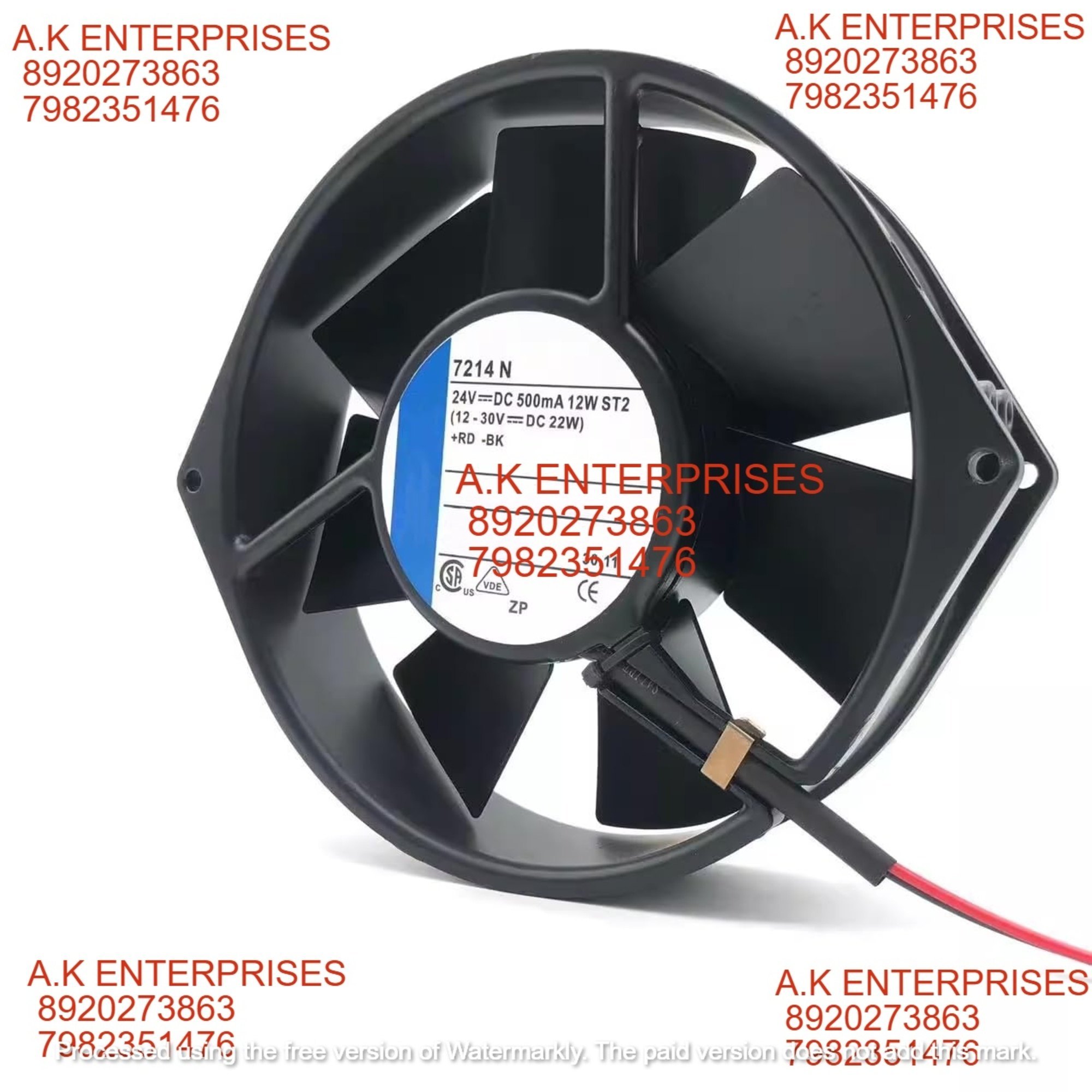 ebmpapst 7214 N Axial Fan 24V-500mA 12W DC Brushless Air Cooling Fan 2850 RPM 150 * 150 * 38mm 2-Wire Metal