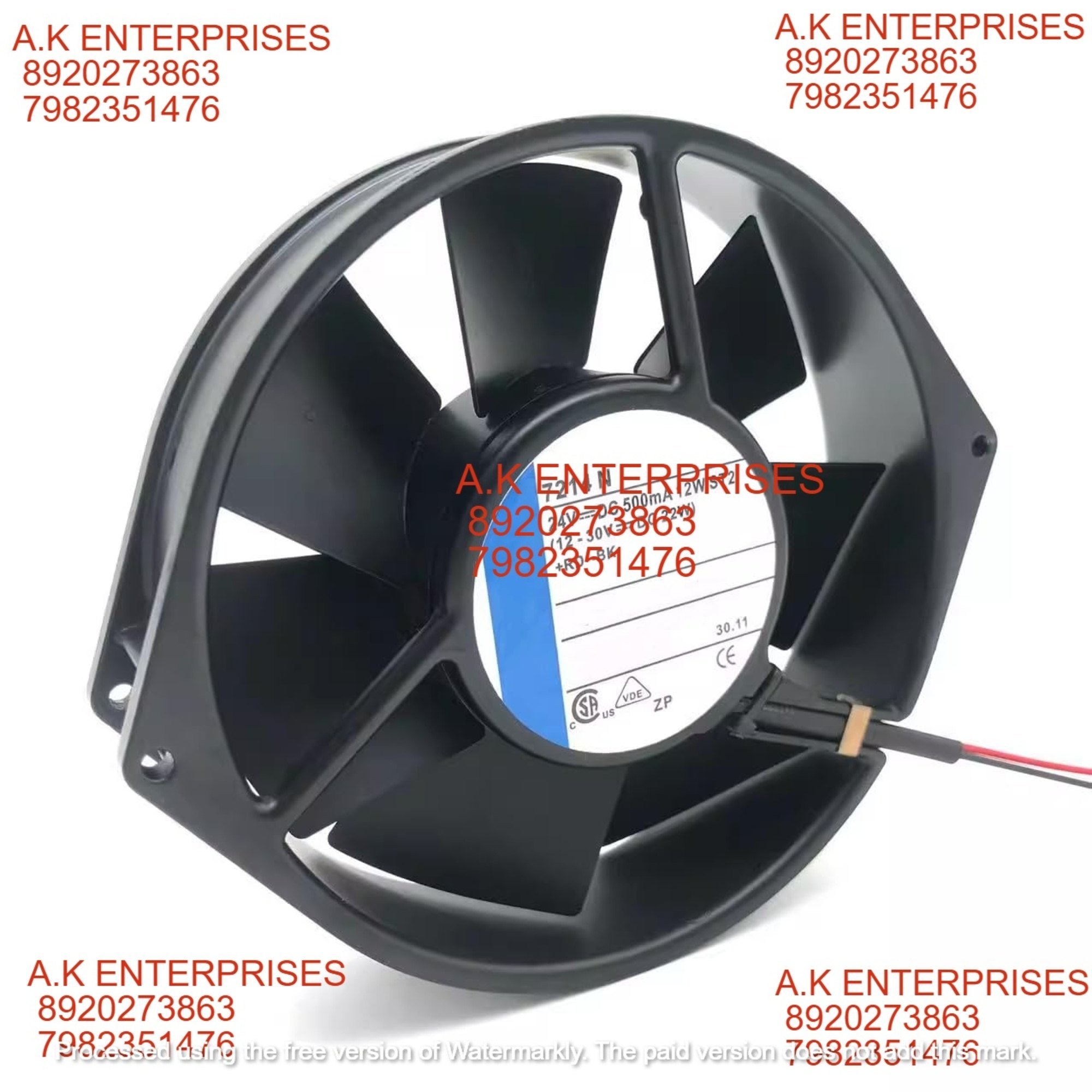 ebmpapst 7214 N Axial Fan 24V-500mA 12W DC Brushless Air Cooling Fan 2850 RPM 150 * 150 * 38mm 2-Wire Metal