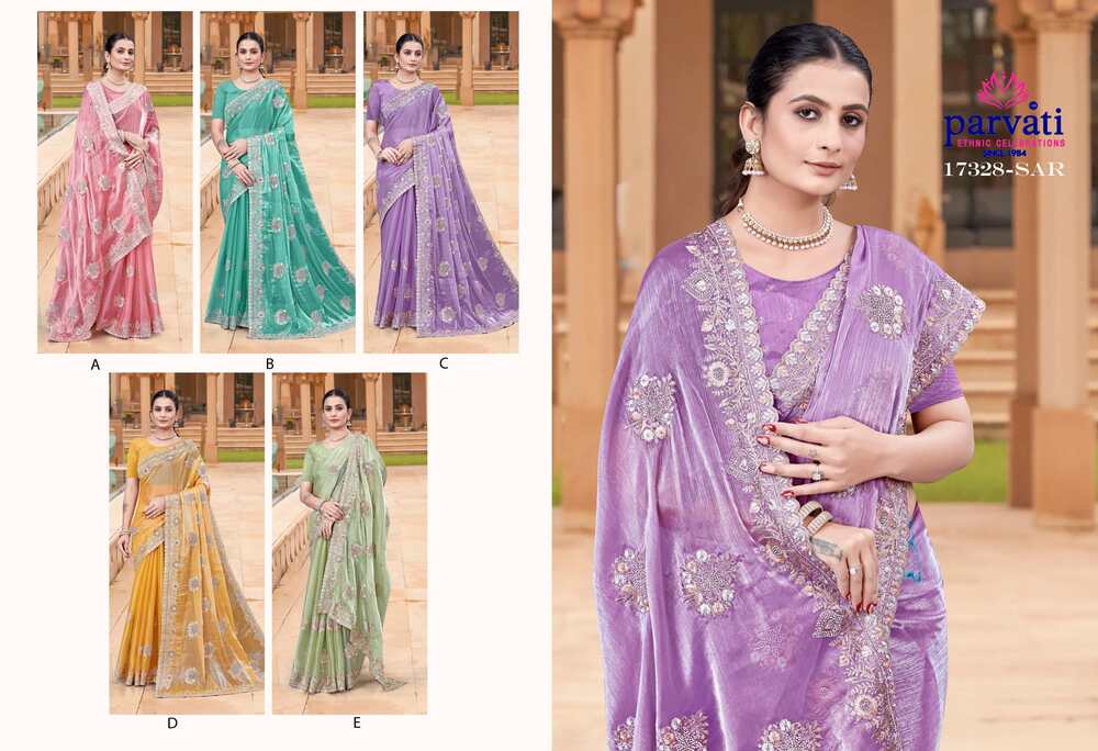 Parvati Multicolor Chiffon Saree -17328