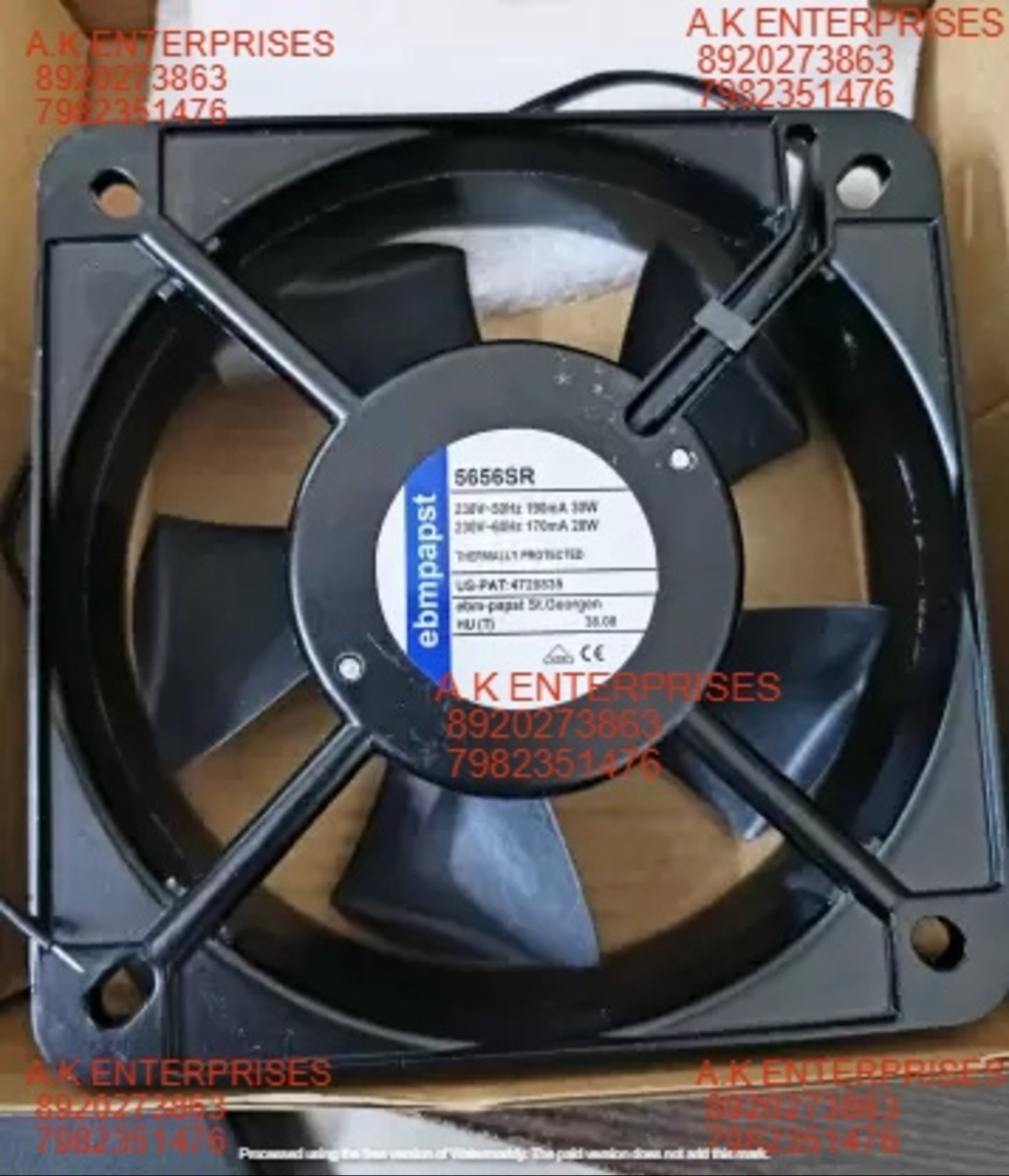 ebmpapst 5656SR Axial Fan 230v-50Hz 190mA 30W DC Brushless Air Cooling Metal Fan 135 * 135 * 38mm 2-Wire