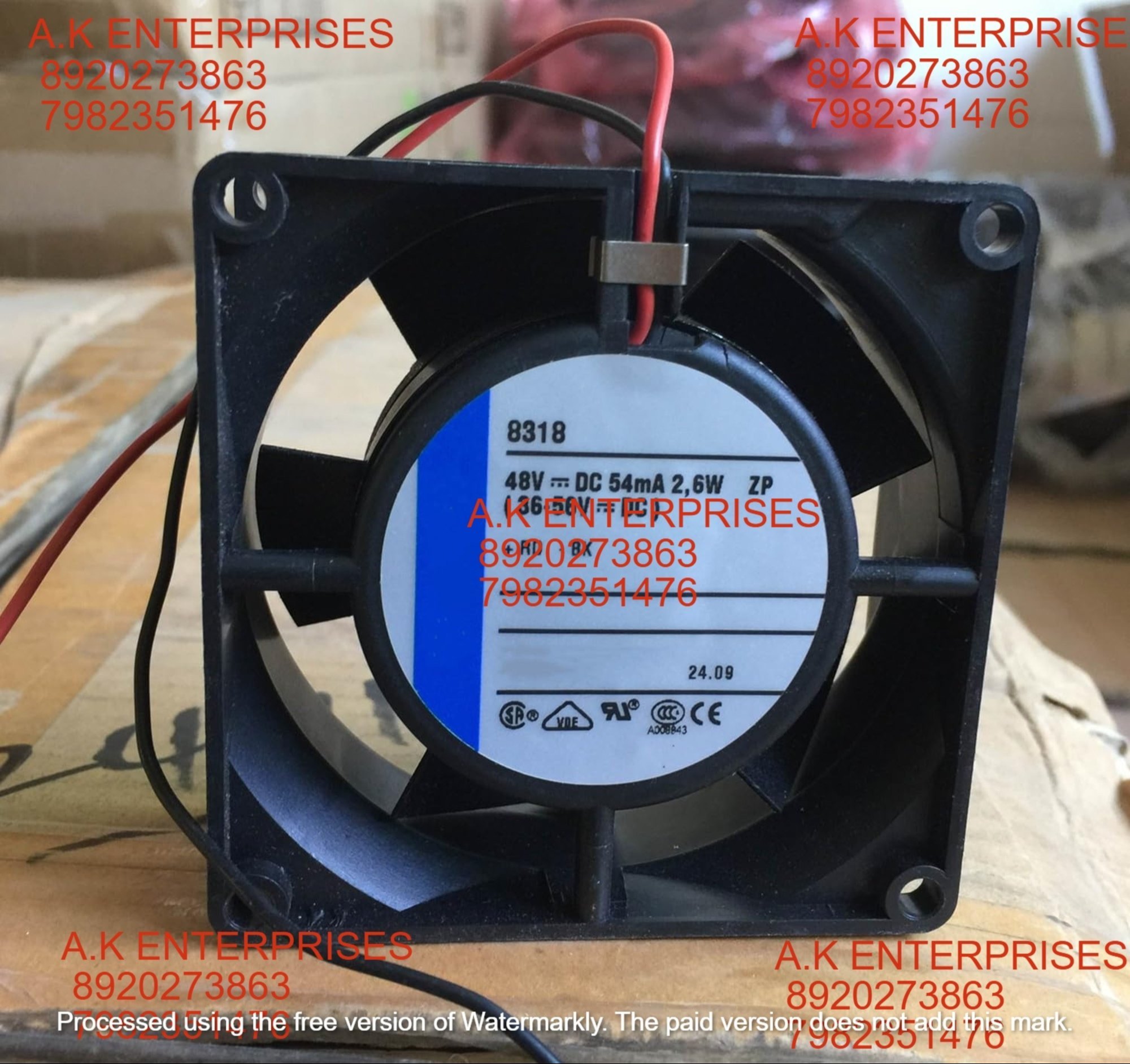 Ebm Papst 8318 80X80X32Mm 8Cm Dc48V 54Ma 2.6W 2-Wire Inverter Cooling Fan - Color: Black