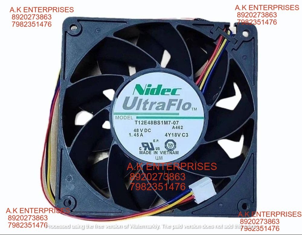 Nidec T12E48BS1M7-07 Axial Fan 48V-1.45A DC Brushless Air Cooling Fan 3500 RPM 120 * 120 * 38mm 4-Wire