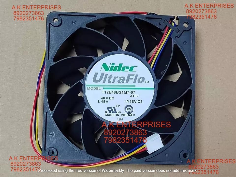 Nidec T12E48BS1M7-07 Axial Fan 48V-1.45A DC Brushless Air Cooling Fan 3500 RPM 120 * 120 * 38mm 4-Wire