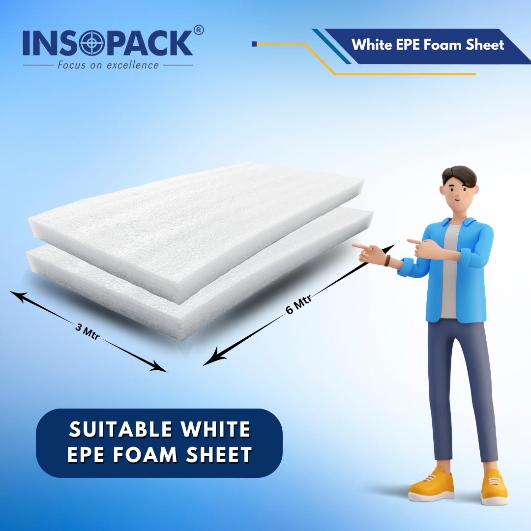 Insopack Pu Foam Sheet - 72x36 Inches, White Plain Texture | Versatile Cushioning, Durable Insulation, Sound Absorption