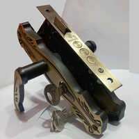 Mortise Door Lock - Brass Material, Chrome Finish | Elegant Golden & Black Design, Industrial Security With 1 Year Warranty