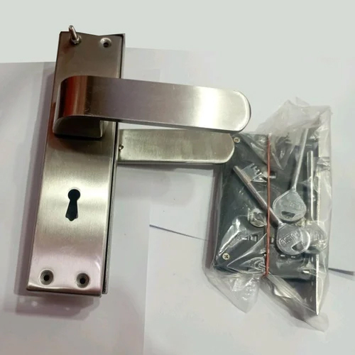 Mortise Door Handle Lock Set - Color: Silver