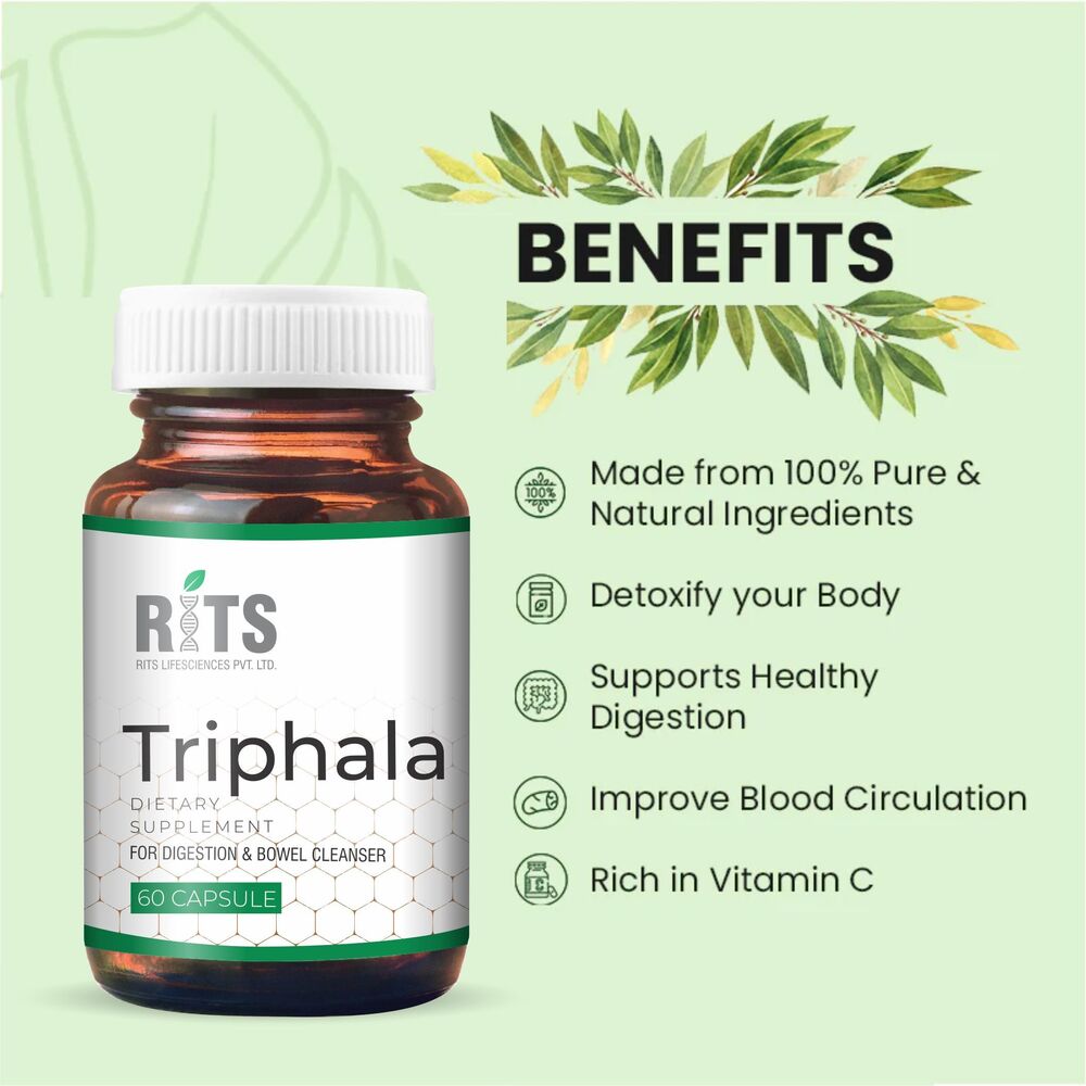Triphala Capsules - 1 Year Shelf Life | Easy-to-consume, Detoxifying & Rejuvenating Ayurvedic Blend Of Amalaki, Bibhitaki, Haritaki