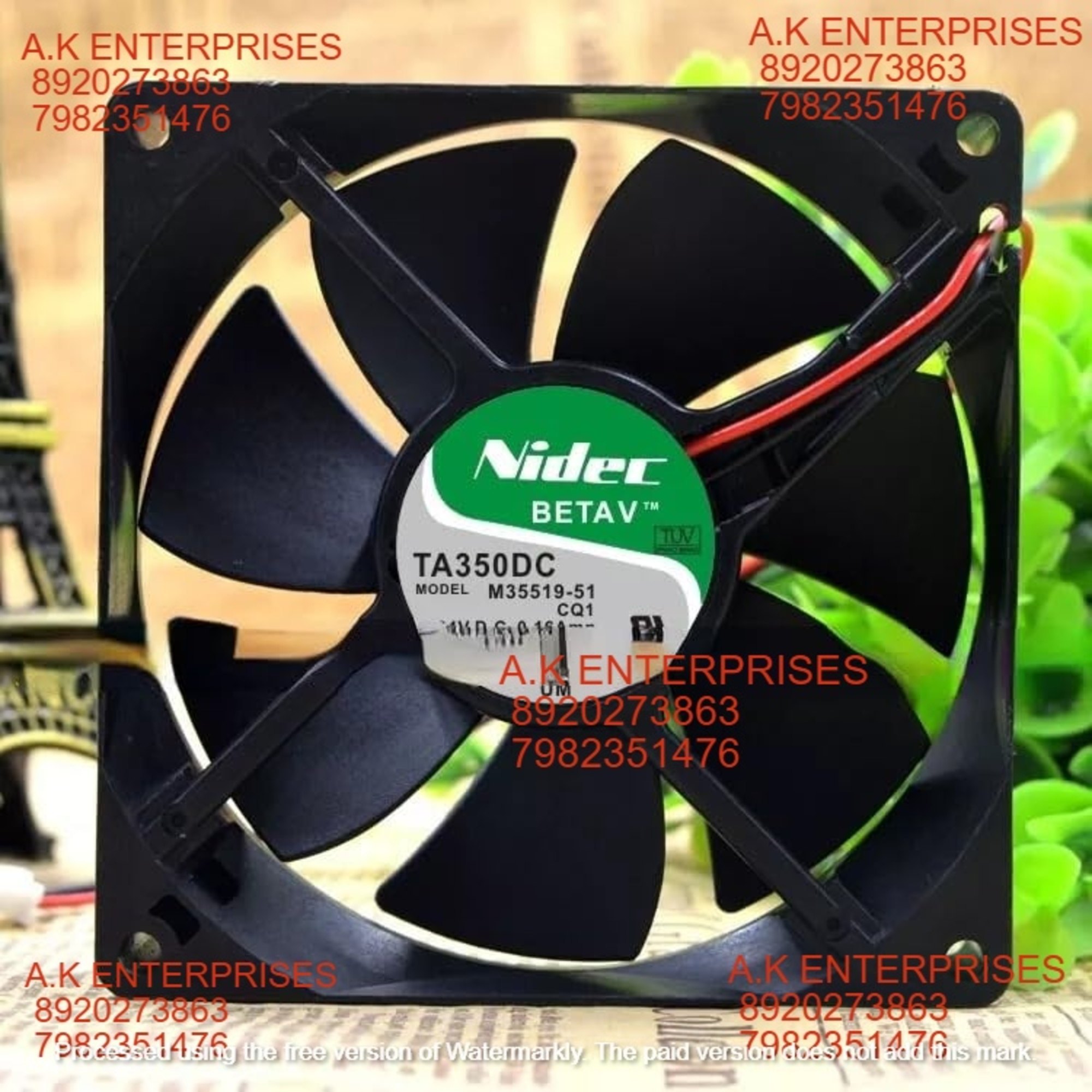 Nidec TA350DC M35519-51 Axial Fan 24V-0.16A DC Brushless Air Cooling Fan 3200 RPM 90x90x25mm 3-Wire