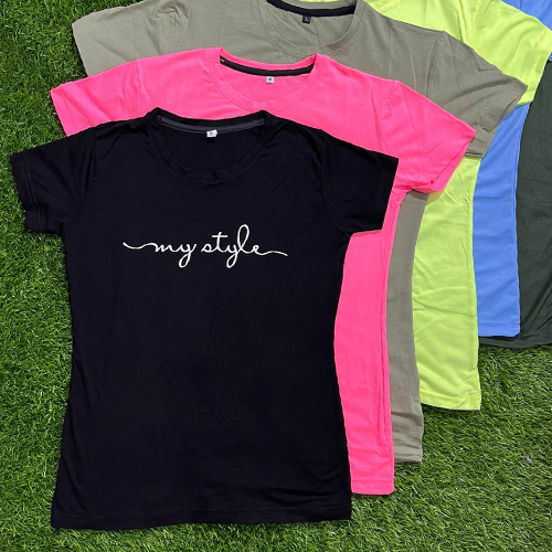 Girls Round Neck T-Shirt - Color: Multi