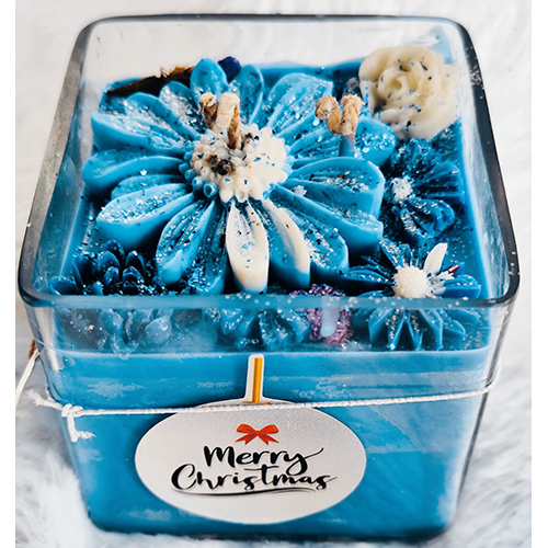 Ocanic Blue Merry Christmas Candle