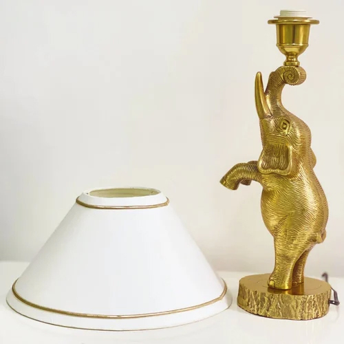 Antique Brass Finish Metal Design Elephant Table Lamp