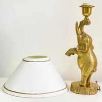 Antique Brass Finish Metal Design Elephant Table Lamp