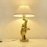 Antique Brass Finish Metal Design Elephant Table Lamp