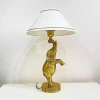 Antique Brass Finish Metal Design Elephant Table Lamp