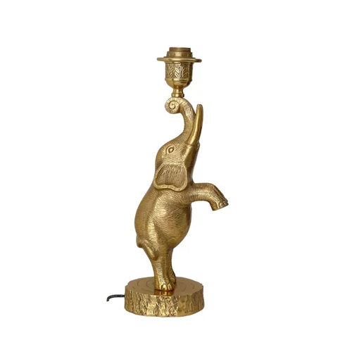 Antique Brass Finish Metal Design Elephant Table Lamp