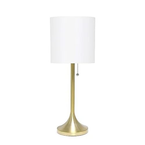 Simple Designs Gold Finish Fabric Drum Shade Table Lamp